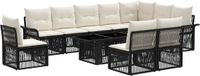 vidaXL Tuinbank Set Zwart en Crème Wit Polyrattan