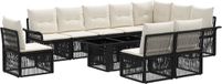 vidaXL Tuinbank Set Zwart en Crème Wit Polyrattan