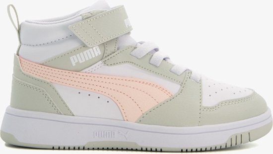 PUMA Rebound V6 Mid AC+ PS Sneakers - White/Frosty Pink/Sedate Gray - Kids Size 31