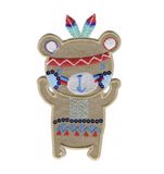 HKM Applicaties Beer Indianen opstrijkbare patches, rood/blauw
