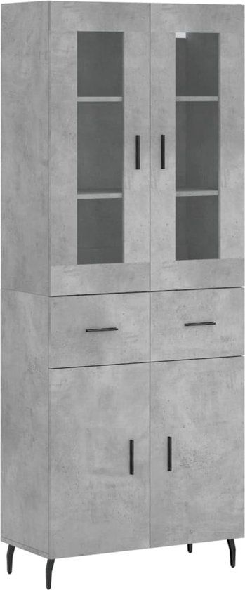 vidaXL Hoge Kast Bewerkt Hout Betongrijs 69,5x34x180 cm
