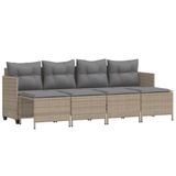 vidaXL 5-delige Loungeset met kussens, polyrattan, beige