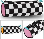 sarcia.eu Zwart-wit etui in de vorm van een tube, met ritssluiting 22x8x8 cm