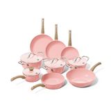Cook and Pan Cook & Pan - Blush Pannenset 9-delig - Inductie Pannen - Keramische Anti-aanbaklaag PFAS-vrij - 7 jaar garantie - Roze