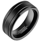 Mendes Zwarte Wolfraam heren ring 8mm-19mm