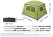 Corenia Tente de camping 6 personnes - Imperméable - Protection UV - Vert