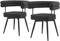 ML-Design Set van 2 draaibare eetkamerstoelen, donkergrijs teddystof, metalen poten