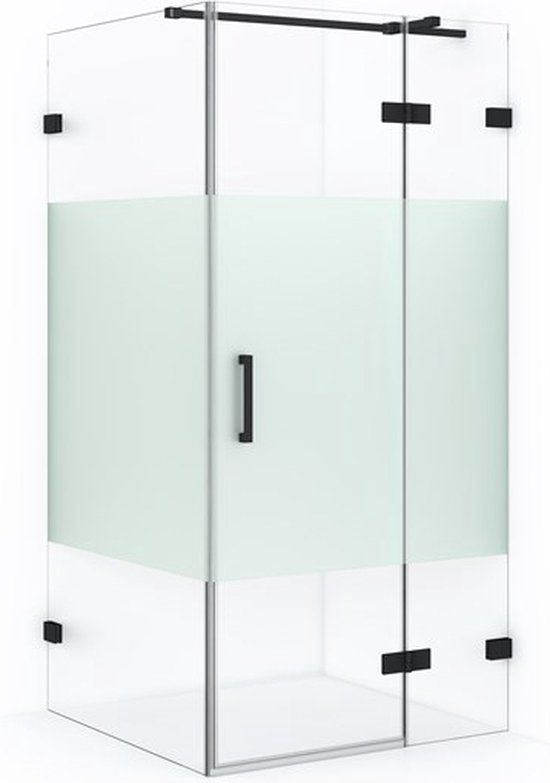 Maxaro Diamond Douchecabine - 90x80cm - Mat Zwart - Helder Glas - Draaideur