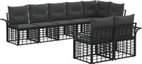 vidaXL - Hoek loungeset - 8 zitplekken - Zwart en donkergrijs - Polyrattan