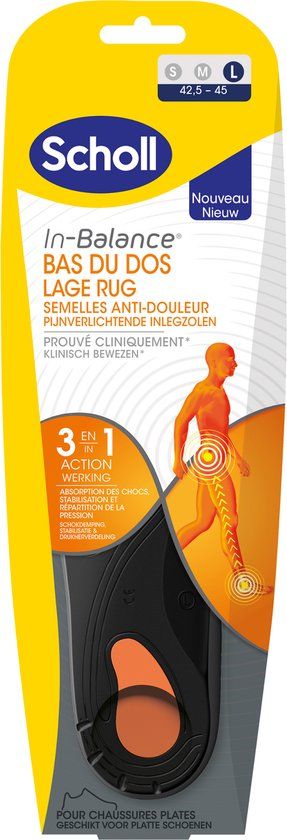 Scholl In Balance Pijnverlichtende Inlegzolen Lage Rug - Large - Maat 42,5-45 - 1 Paar