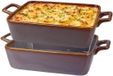 Excellent Houseware Plat - 2x - Gris - Rectangulaire - Terre cuite espagnole - 29 x 18 x 6 cm - 2 L