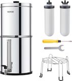 Vevor Zwaartekracht Waterfiltersysteem Waterfilteremmer 7,8+8,5l 2 Filters Zilver