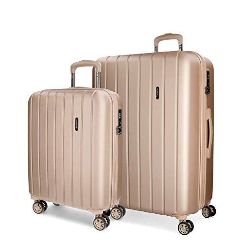 MOVOM Movon Wood koffer, Uitbreidbare set met 2 koffers, champagne - 8435465076871