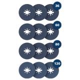 Bosch Accessories 2607012055 Fiberschijf Diameter 125 mm Korrelgrootte (num)=36, 60, 80, 120 1 set(s)