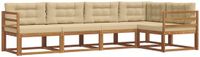 vidaXL - Hoek loungeset - 5 zitplekken - Natuurlijk en beige - Acacia hout