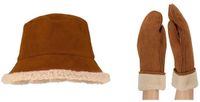 Morethansocks - Dames wanten en bucket hat - Suéde - One size - Cognac