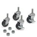 Waytex 37451 set met 4 wielen voor koffer en kast, netwerk, waarvan 2 wielen met rem, bevestiging 1 centraal punt, tot 200 kg, diameter 50 mm, totale hoogte 60 mm