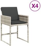 vidaXL Tuinstoelen 4 st met kussens poly rattan lichtgrijs
