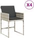 vidaXL Tuinstoelen 4 st met kussens poly rattan lichtgrijs