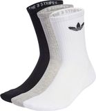 Adidas Trefoil Crew Cushioned Sokken Unisex - Maat 37-39 - Zwart/Grijs/Wit - Set van 3