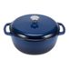 Amazon Basics Braadpan, gietijzer, geëmailleerd, rond, met deksel, 5,6 liter, marineblauw