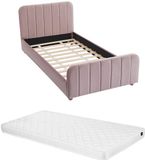 Vente-unique Bedframe fluweel roze 90 x 190 cm ROGADI