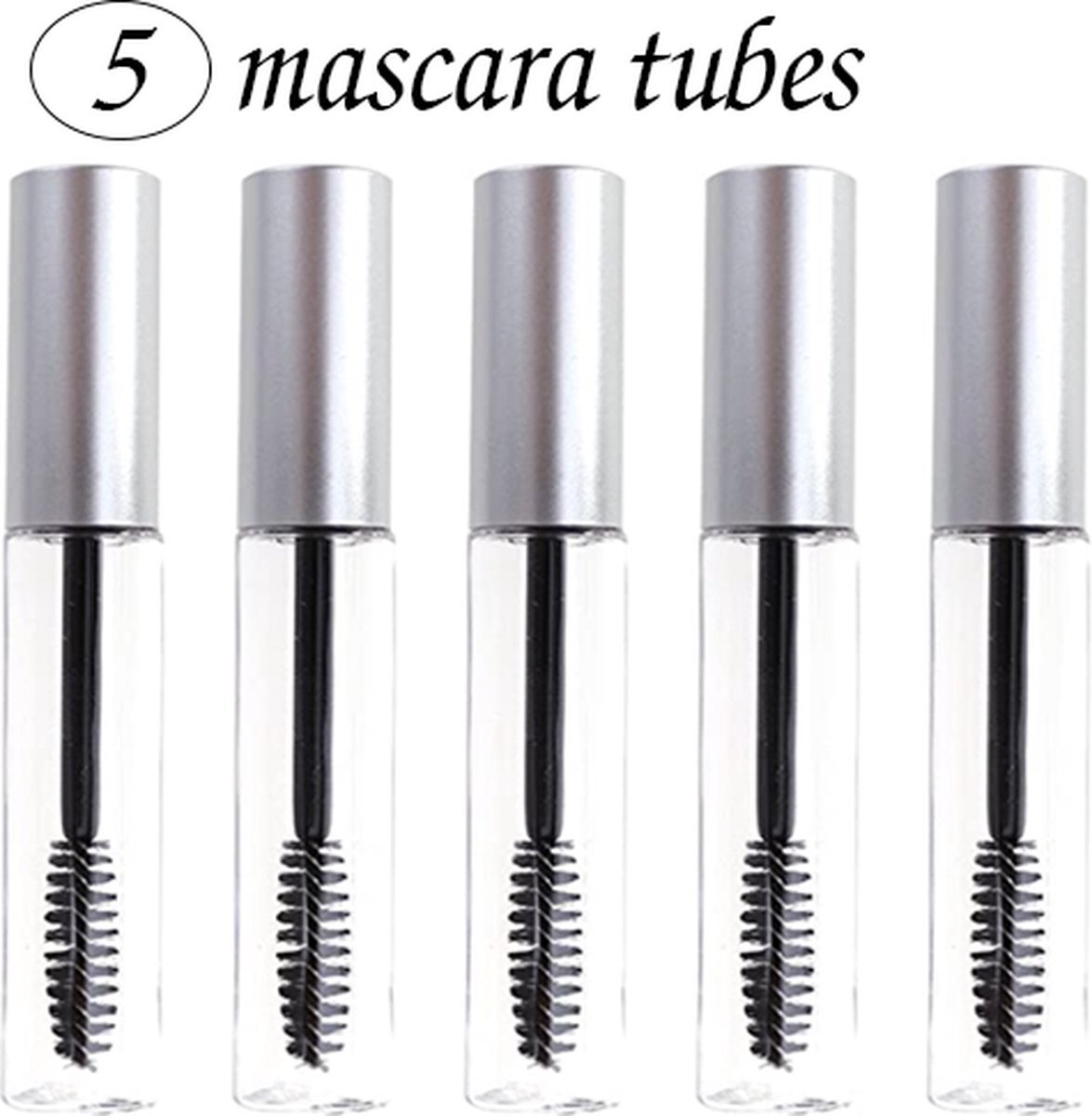Wehl products mascara tube leeg - Zilver- 5 tubes - mascara leeg - mascara flesje - lege tube