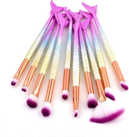 Fashion Favorite 10-delige Make-up Kwasten/Brush Set | Unicorn / Eenhoorn |