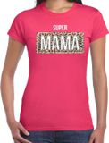 Bellatio Decorations Shoppartners Bv Super mama cadeau t-shirt met panterprint - roze - dames - Moederdag - mama bedankt kado shirt L