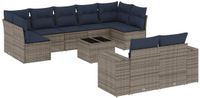 vidaXL - 10-delige - tuinbankset - met - kussens, - grijs - polyrotan