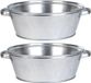 Merkloos 2x stuks ronde zinken teilen/drankenkoelers van 11 liter