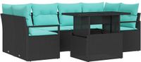 vidaXL Tuinbank Set Zwart en Blauw