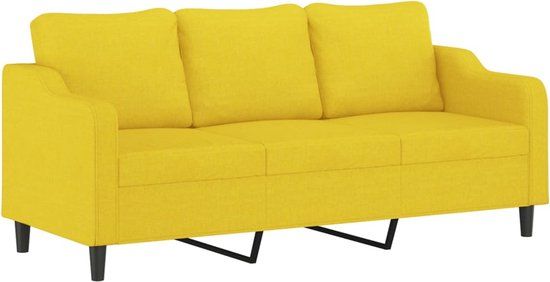 vidaXL Driezitsbank 180 cm stof lichtgeel