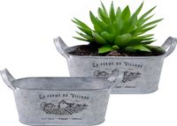 Sunnydays Plantenpot - 2x - Zink - Zilver - L31 x D12 x H13 cm