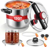 VEVOR Autocuiseur 11 litres, cuiseur vapeur en acier inoxydable avec panier vapeur et couvercle en verre trempé, et 3 réglages de pression pour viandes, haricots, riz, soupes et sauces. Autocuiseur jusqu'à 100 kPa