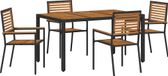 Ensemble de table à manger de jardin 5 pièces poly rotin noir et marron