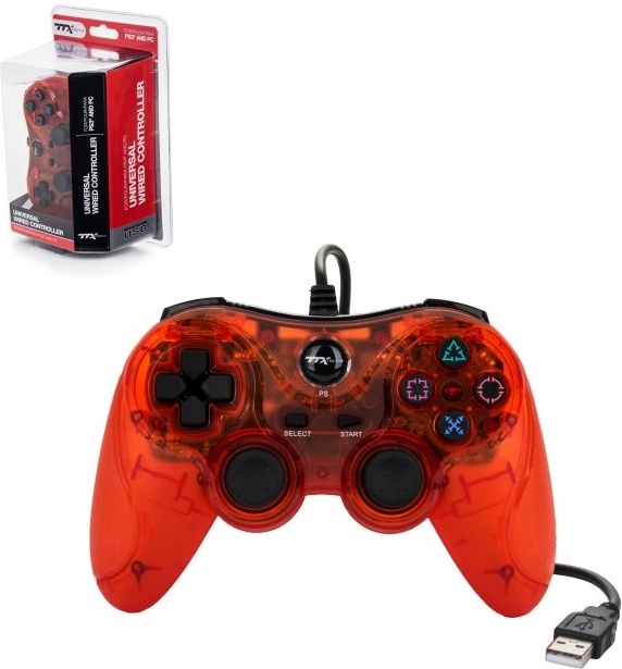 TTX Tech Universal Wired USB Controller Clear Red