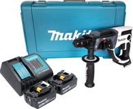 Makita DHR 202 STW perceuse-burineur sans fil 18 V 20 mm 2,0 J blanc + 2x batterie 5,0 Ah + chargeur + grande valise