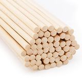 Joejis 60 houten stokjes, lang rondhout, onbehandeld bamboehout, knutselhout, knutselbenodigdheden (6 mm x 30 cm)