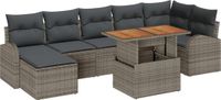 vidaXL Tuinbank Set 8-delig Grijs Polyrattan