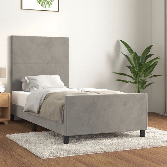 vidaXL Bedframe Fluweel Lichtgrijs 100x200 cm