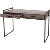 Bureau HWC-F58, bureau computerbureau, industrieel ontwerp 75x120x60cm 3D structuur ~ bruine wilde eik look