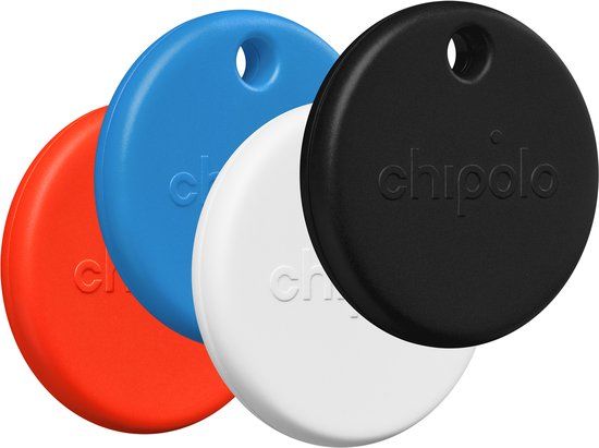 Chipolo Pop - Bluetooth Tracker - 4 Pack - Zwart/Wit/Rood/Blauw - Apple Find My & Android Find My Device