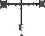 Stane Bras de moniteur double – Bras de moniteur 2 écrans – Support de moniteur pour 13 à 27 pouces – Réglable en hauteur – Support de moniteur Noir