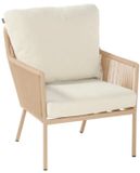 Hartman Zaragoza Loungestoel Cappuccino Beige Touw/Stof/Wicker/Aluminium