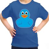 Bellatio Decorations Verkleed T-shirt voor jongens/meisjes - eendje - blauw - Carnaval - feestkleding voor kinderen 134/140