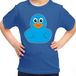 Bellatio Decorations Verkleed T-shirt voor jongens/meisjes - eendje - blauw - Carnaval - feestkleding voor kinderen 134/140