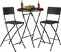 Relaxdays Inklapbare Barkruk - Set van 2 - Rotanlook - Rugleuning - Zwart