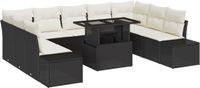 vidaXL Banc de jardin - Set - 10 - pièces - Noir - poly - rotin