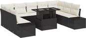 vidaXL Banc de jardin - Set - 10 - pièces - Noir - poly - rotin